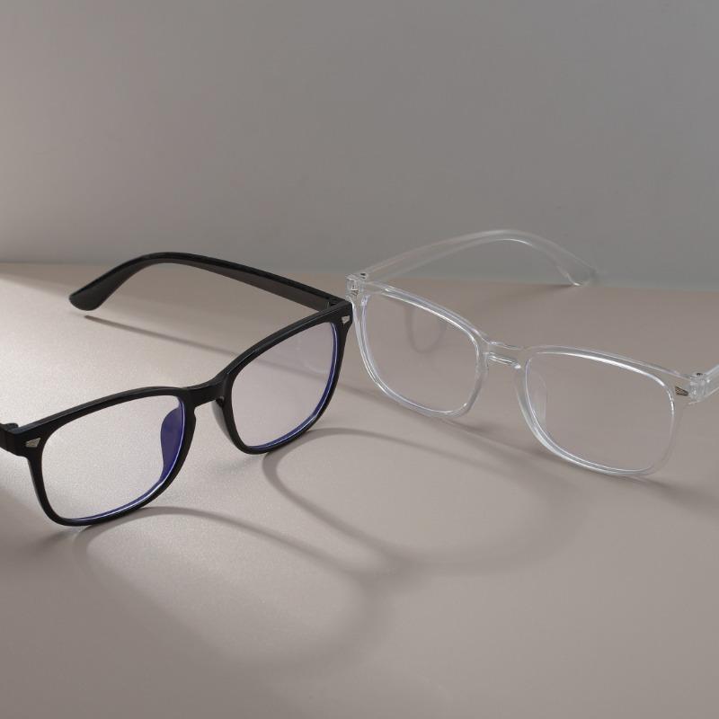 [Vintage Eyeglasses] 2 Pairs Vintage Style Square Frame Eyeglasses | Black & Clear with Metallic Accents