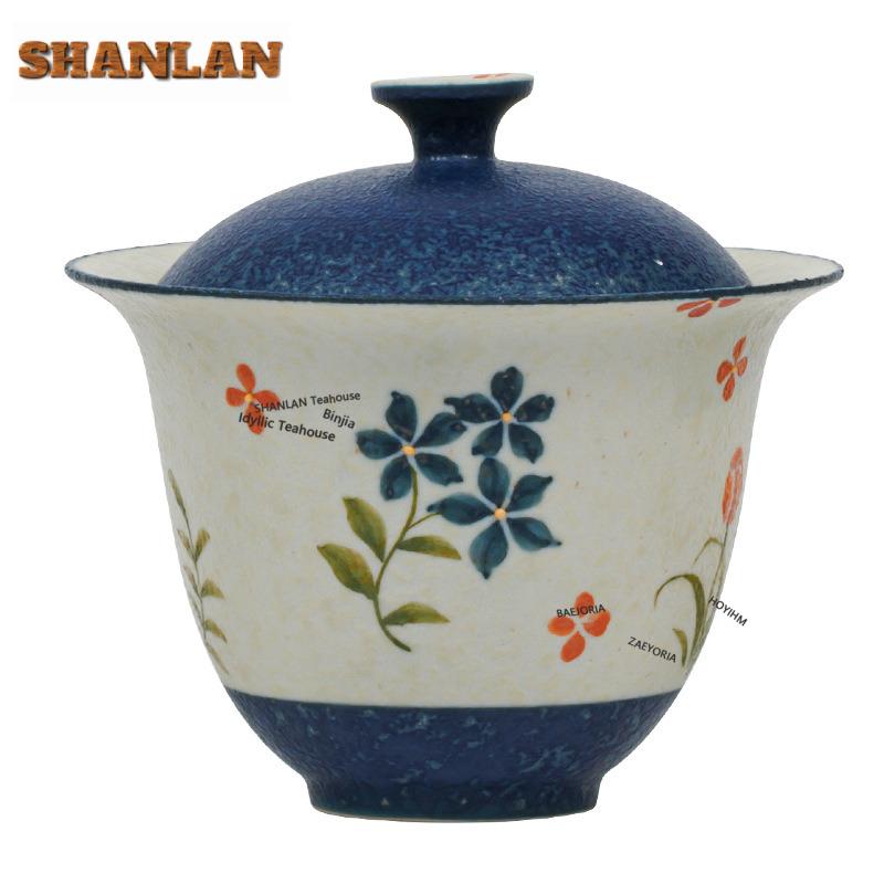 130ml Crude Pottery Shivering Gaiwan Creative Tea Tureen Tea Bowl With Lid Kit Tea Maker Cover Bowl Tea Ceremony Supplies Craft