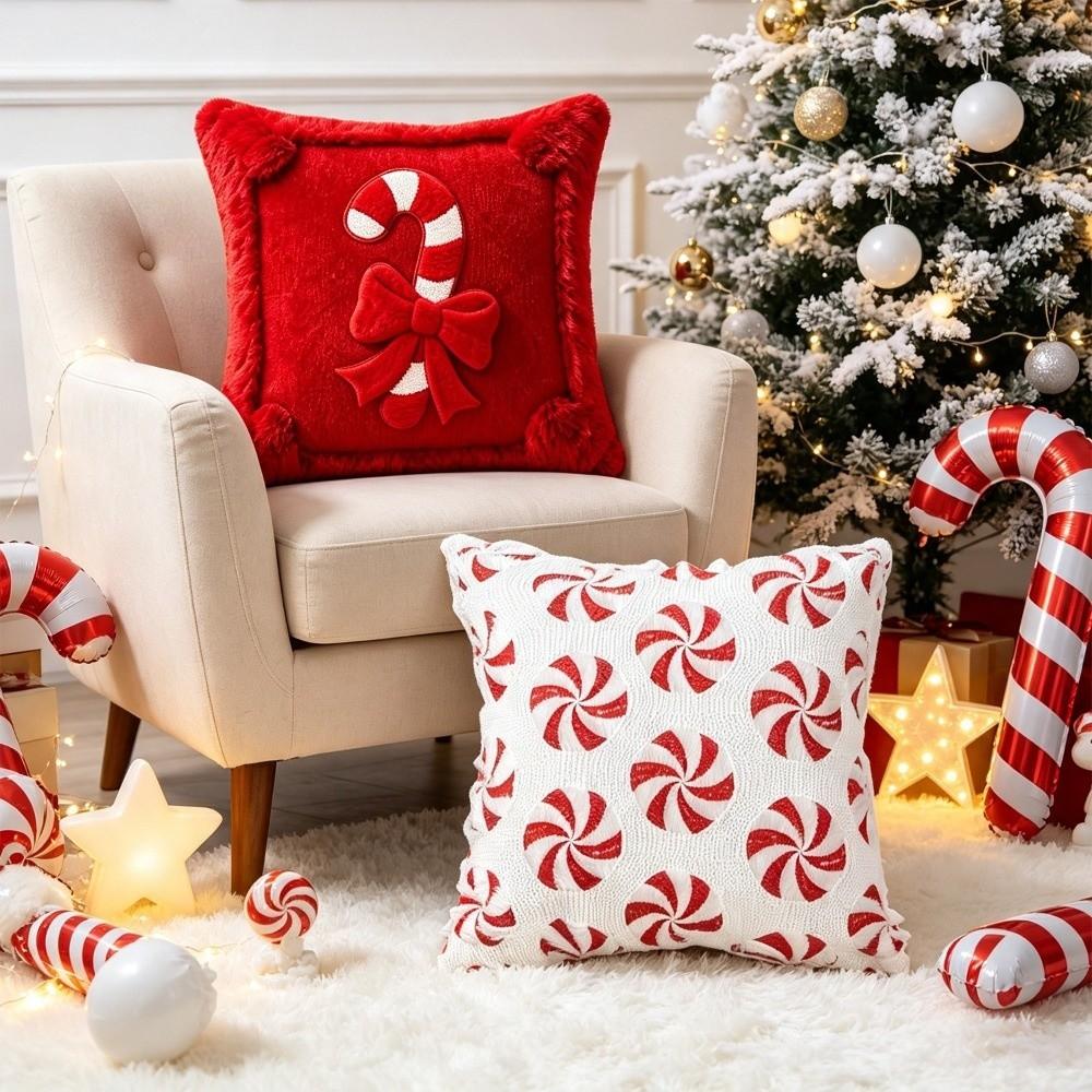 Breathable Bowknot Pillow Cover 45x45cm Plush Pillow Case Christmas Pillowcases Christmas Decor