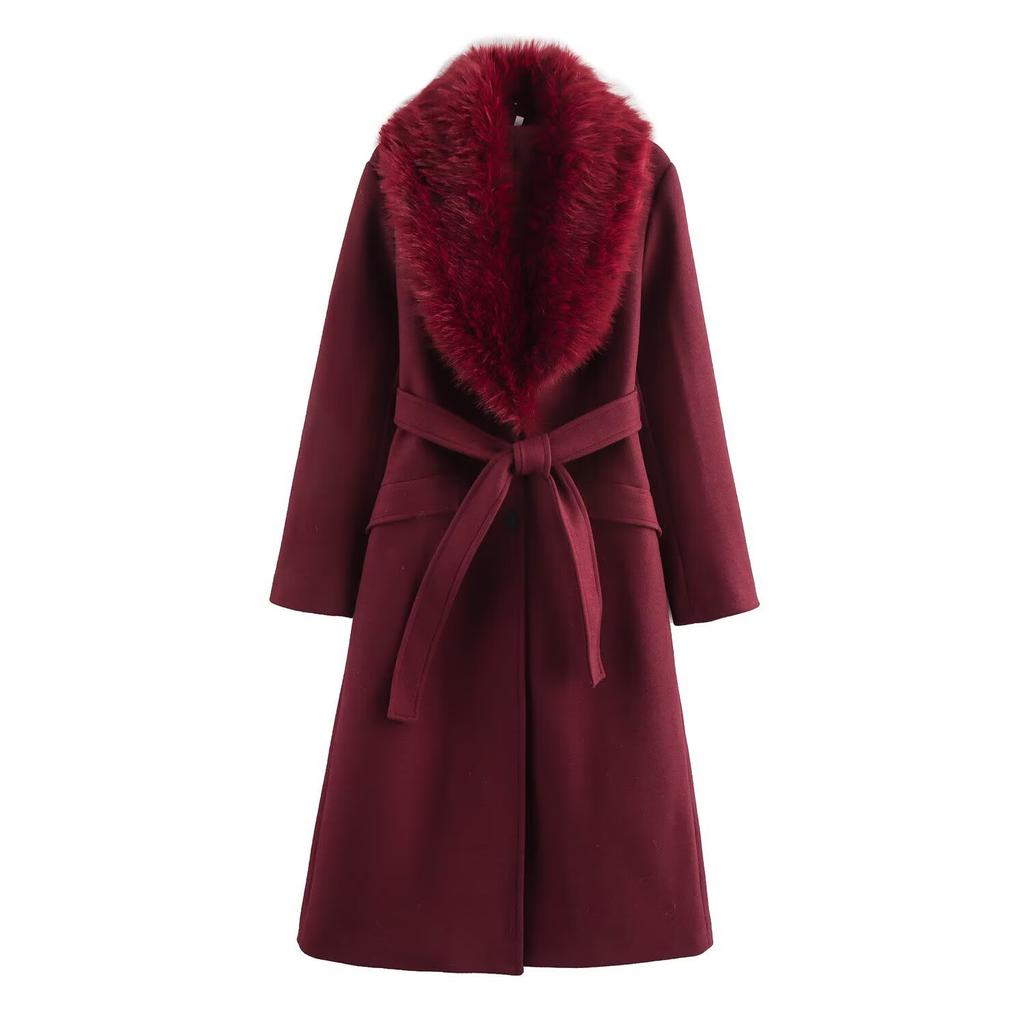 European and American style, new women's clothing, versatile, fashionable fur collar woolen coat 9225147