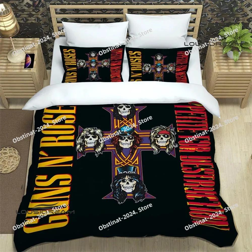 New Guns n'roses bplus retro Beding Set Printed Bed Linen Set With Pilowcase Bed Soft Duvet Cover Soft Single Double Quen Super King-Sized Dimensionsd