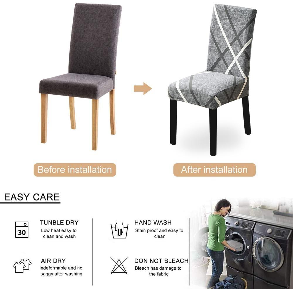 Dining Chair Slipcover,High Stretch Removable Washable Chair Seat Protector Cover for Home Party Hotel Wedding Ceremony 4/6pcs