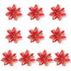 10pcs Glitter Artificial Poinsettia Flower Christmas Decorations for XmasTree Wreath Ornament Wedding Home New Year Gift