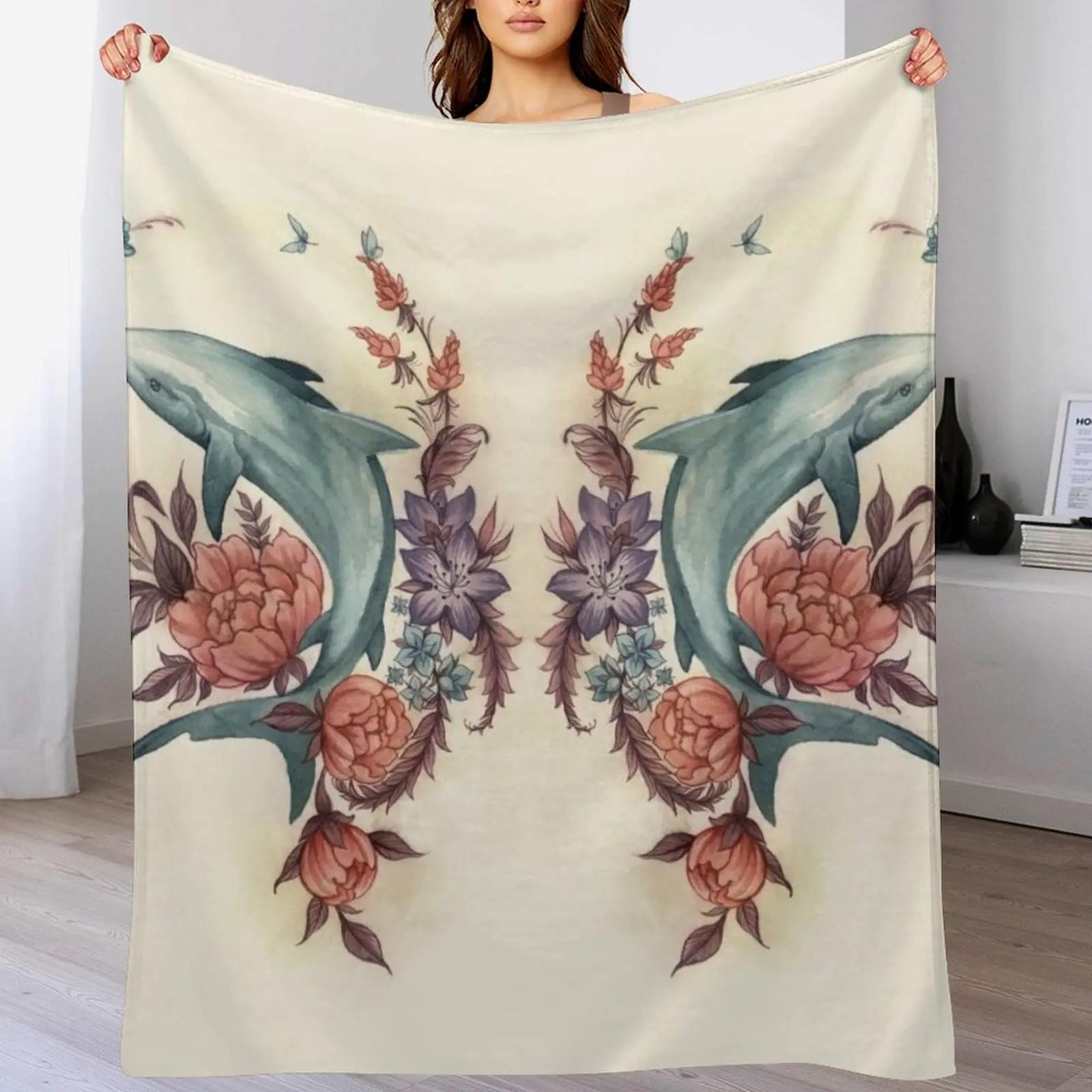 

Floral Shark Throw Blanket Ultra Plush Cozy Blanket for Napping Sleeping 102x76cm(40x30in)