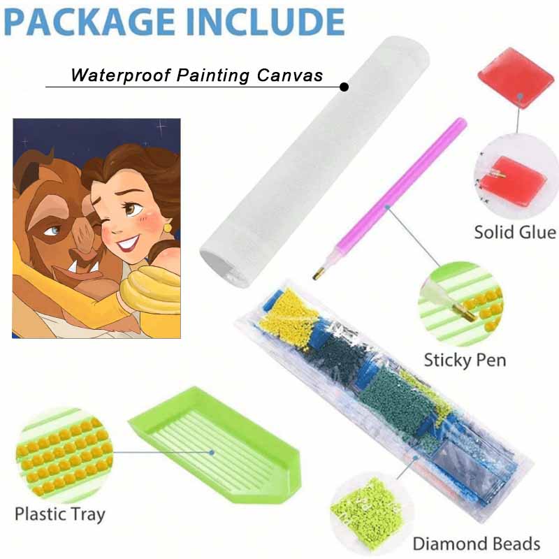 Disney Diamond Painting Beauty and the Beast 5D DIY Diamond Painting Art Diamond Painting Kit Adult/Beginner Gift Idea Home Decor