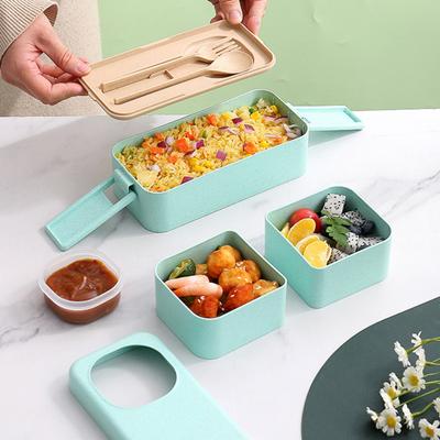 Lunch Box Bento a prova di perdite con 3 scomparti Chiusura con fibbia a doppio strato Contenitore per insalata impilabile adatto al microonde per bambini adulti