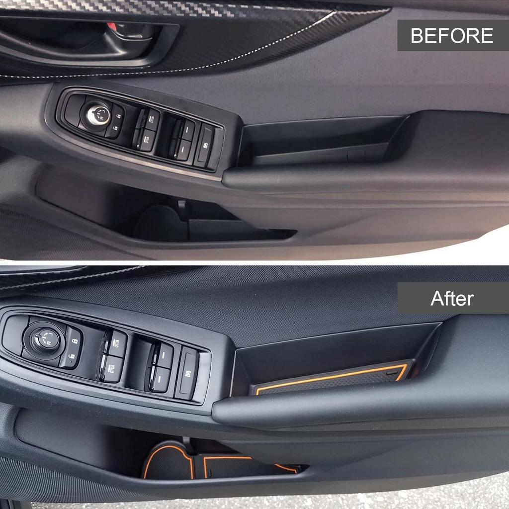 Cup Holder Erts For Subaru Crosstrek Accessories      2018, For Subaru Impreza 2017- Center Console Mat Non-Slip Door Pocket Liners (15Pc, Orange)