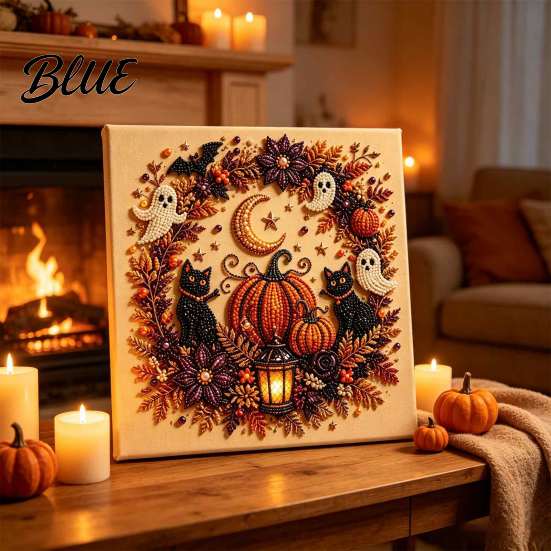 Stress Relief Creative Hobbies Halloween Faux Pearl Art DIY Kit Spooky Cute 3D Diamond Painting Paint Free Bead Set Craft Witch Black Cat