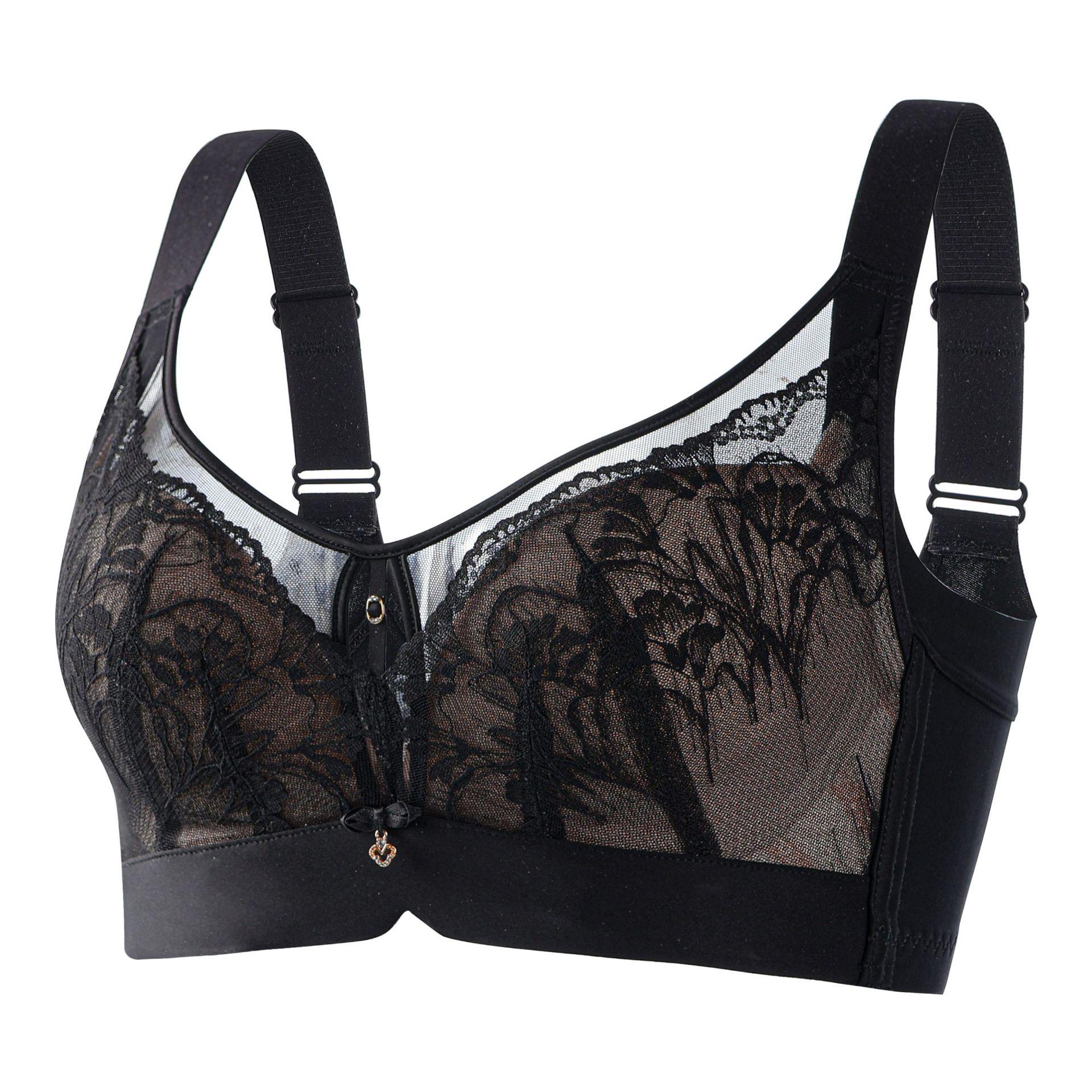 

French Lace Bra Women s Seamless Undergarment Thin Cup Breathable and Adjustable Bra Push Up Bra 34/75B чорний