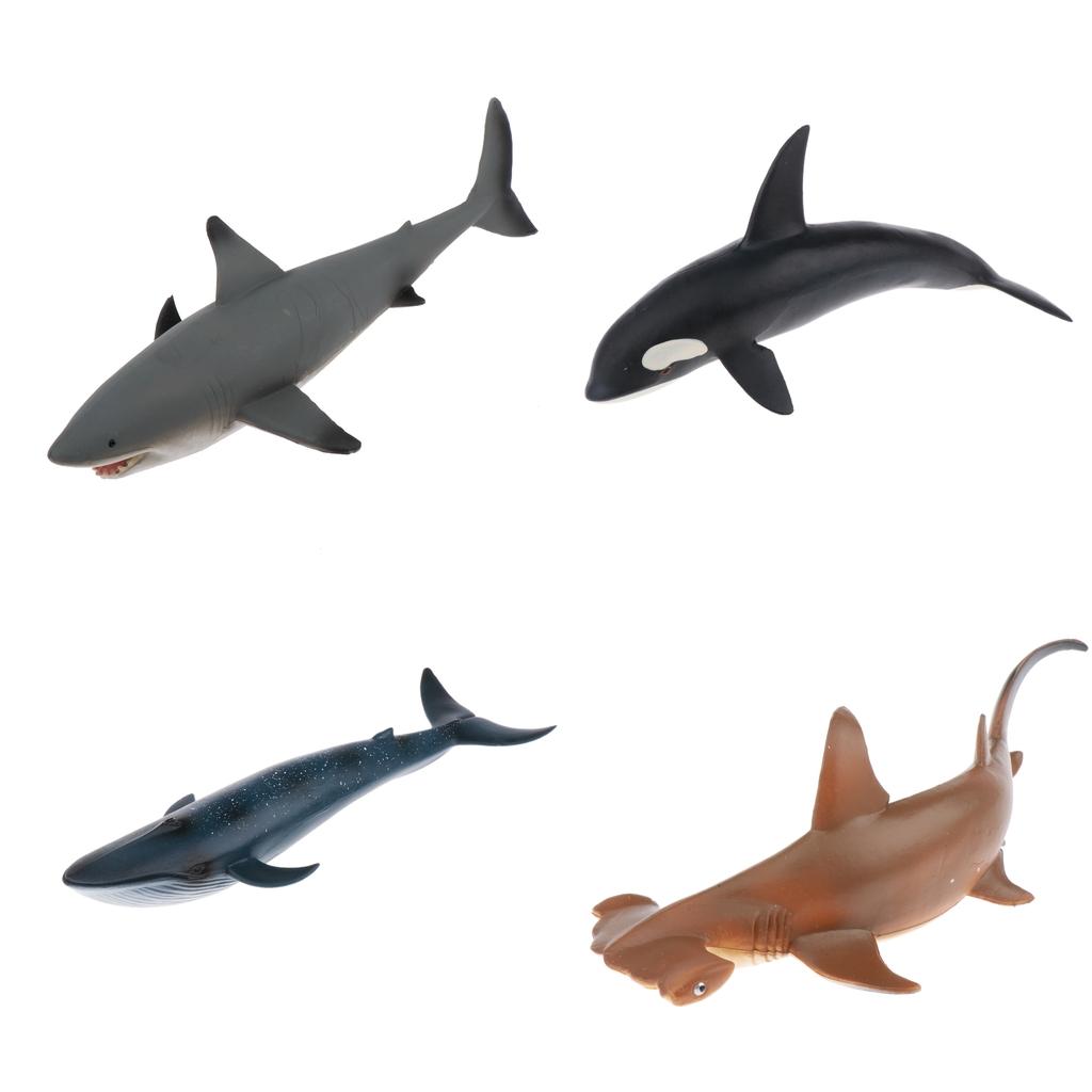 2pcs SHARK Sealife Toy Model Animal Figure - 22cm Solid Plastic