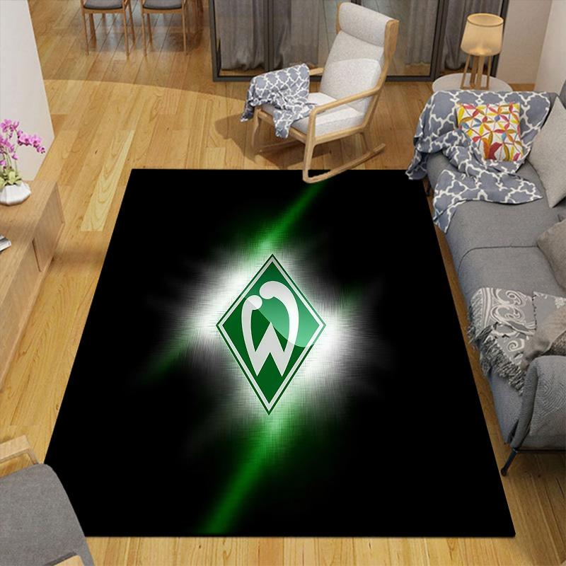 Werder Bremen Flanellmuster Quadratischer Teppich, Läufer, Teppich für Wohnzimmer Schlafzimmer Sofa Spielzimmer Dekor, Rutschfeste Fußmatte