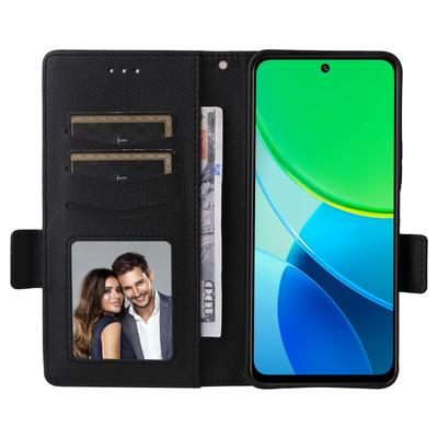 Funda para vivo Y19s 4G/Y29 5G con Correa de Muñeca Cartera de Cuero PU Textura Lichi Funda para Teléfono