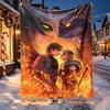 How to Train Your Dragon Pattern Blanket for Home Decoration, Bed, Sofa, Car Travel, Camping, Suitable for All Seasons, Birthday Christmas Gift