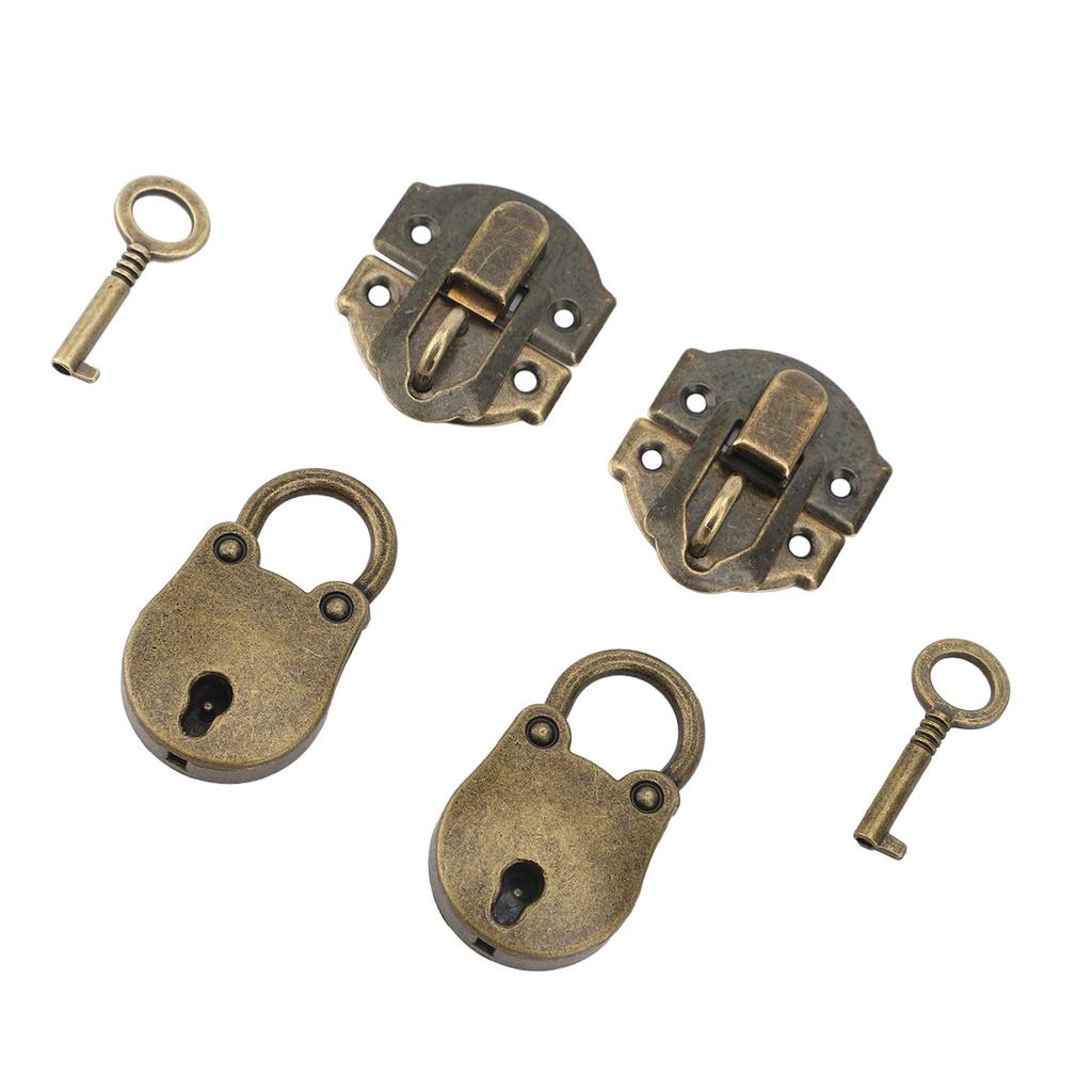 Zinc Alloy Hasp Latch with Screws Vintage Bear Padlock Decorative Lock Set for Wood Case Jewelry Box Crafts Bronze