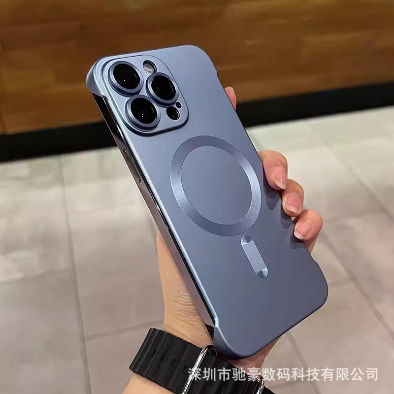 Applicable to iPhone17promax borderless matte magnetic mobile phone case Apple 16 with lens film 15 anti-drop PC