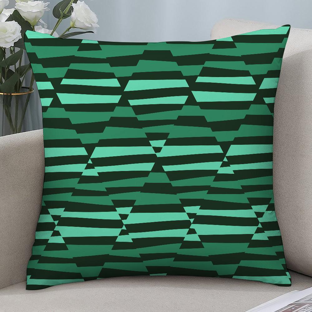Dark Green Geometric Pattern Pillow Case 3D Print Polyester Fiber 45*45 Cm Home Sofa Throw Pillow Cover Decoration Festival Gift