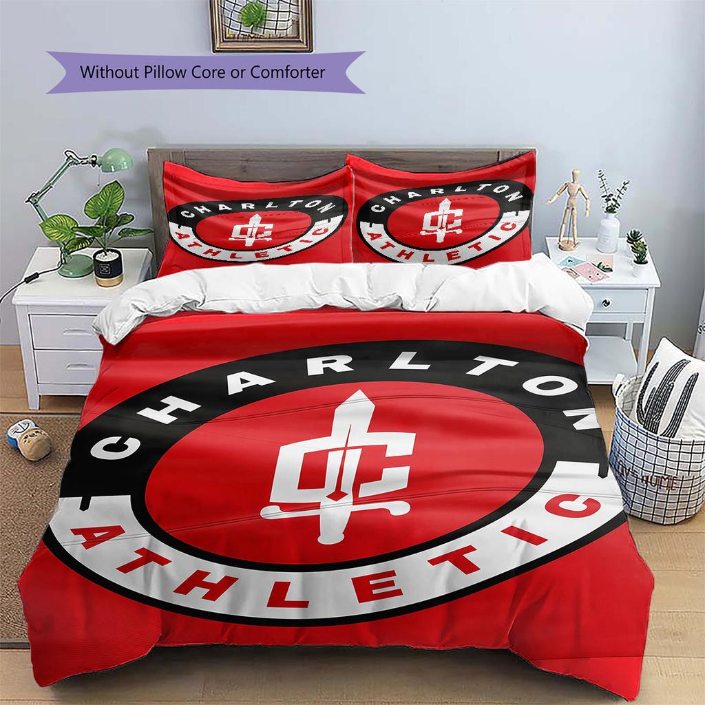 Charlton Athletic Pattern Bedding Home Decoration Birthday Gift ( 1 duvet cover + 2 pillowcase, without core),fan merchandise.