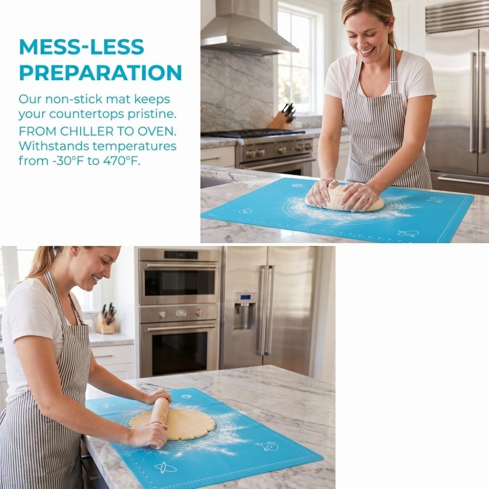 Extra Thick Silicone Dough Mat With Scales Adsorption Non-Stick Dough Mat Foldable Food-Grade Baking Mat Pastry Pie Crust Cookie