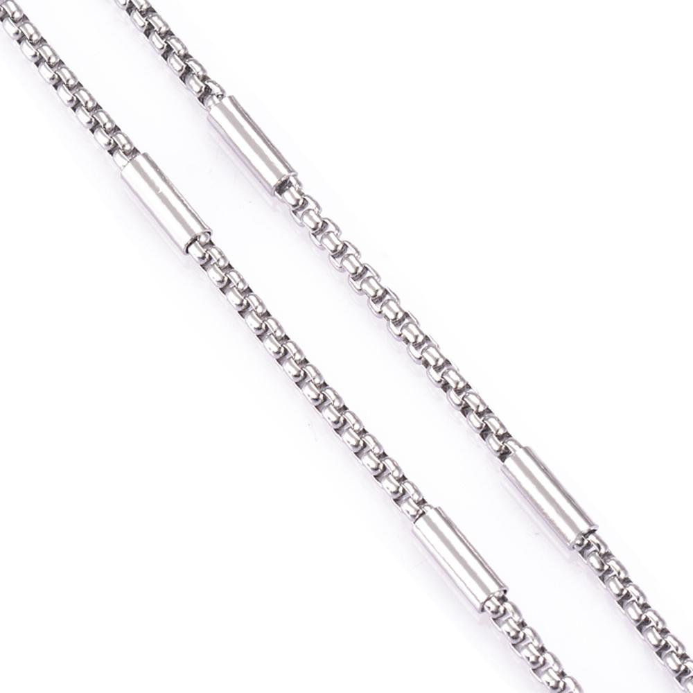 1 Meter/lot Stainless Steel Handmade Chain Square Pearl 3:1 Chain Box Necklace Chain For DIY Jewelry Making Wholesale Bulk Chain