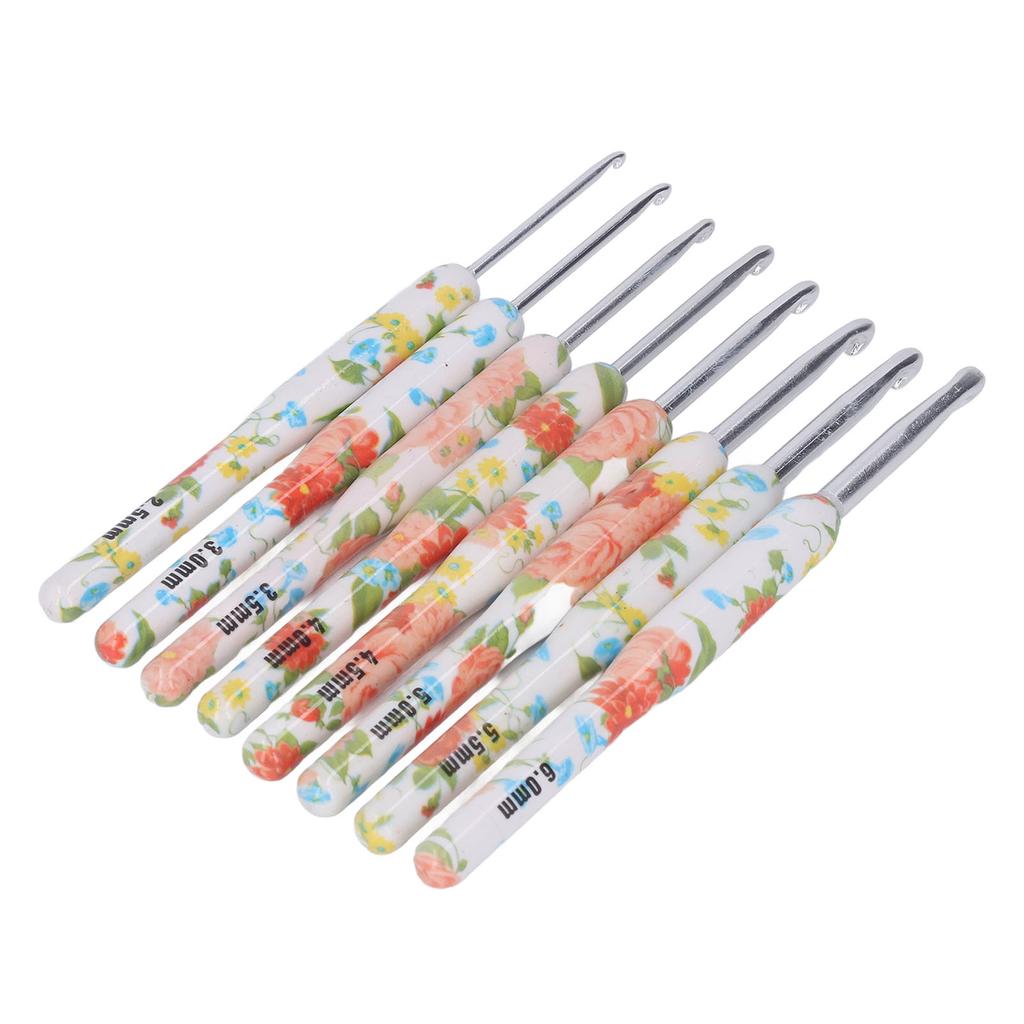 8pcs Crochet Hook Set Printing Aluminum Handcraft   Colorful Crochet Hook Ergonomic Knitting Hook for Knitters for Sewing
