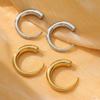 GEMCHIC Women's C-Shaped Stainless Steel Hoop Earrings 18K Gold Plated Fashion Jewelry