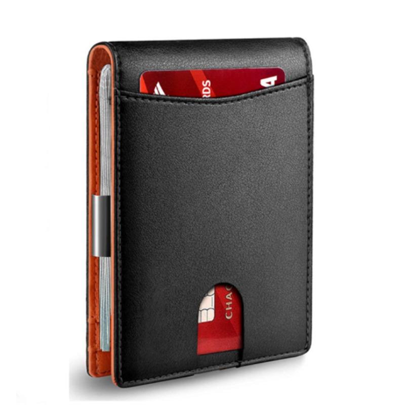 Portafoglio intelligente sottile da uomo in vera pelle RFID 2023 con clip per carta di credito per soldi Mini titolare della carta portafoglio sottile da uomo con blocco