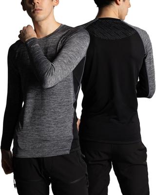 Duerfusa Long Sleeve Air Conditioning Cool To the Strong Cooling Gray X Men's Innerwear, Touch, Q-MAX 0.4, (Heather Black/LL)