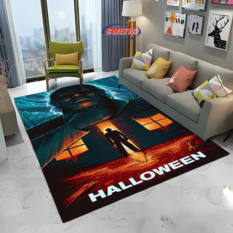 1PC M-Michael M-Myers Halloween Horror Carpet Soft Rug for Living Room Dining Room Playroom Floor Decor All Season Mat