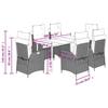 VidaXL 7-Piece Garden Dining Set with Cushions, Table and Chairs with Adjustable Backrest, Outdoor Furniture, 3213179