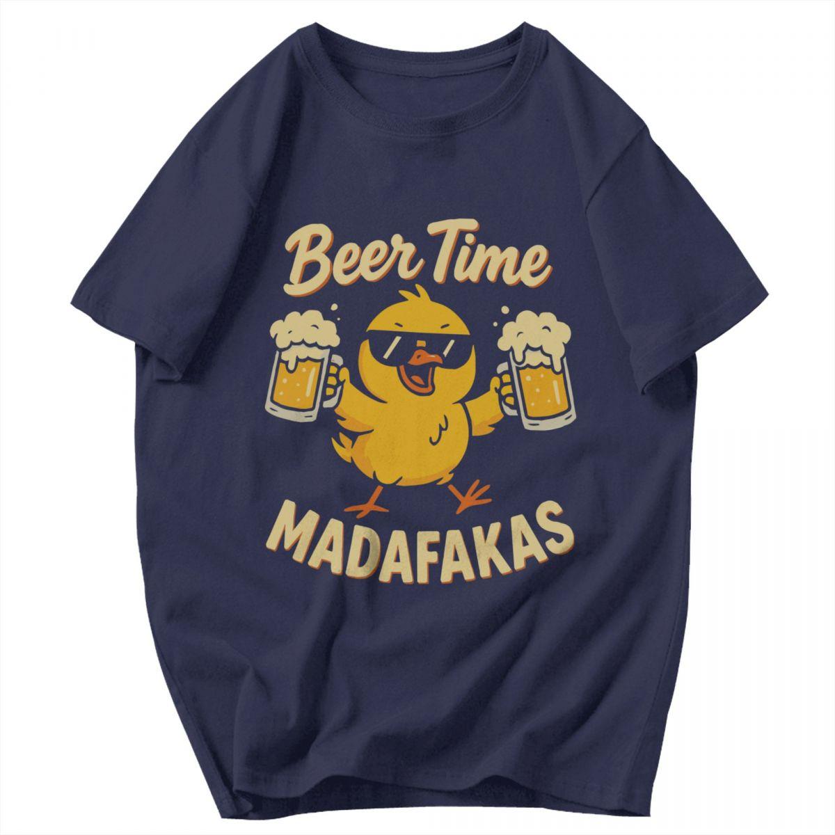 

Men T Shirt Beer Time Madafakas Drinking Beer Lovers Idea Y2K Graphic Tees Unisex Clothing T Shirts 4XL