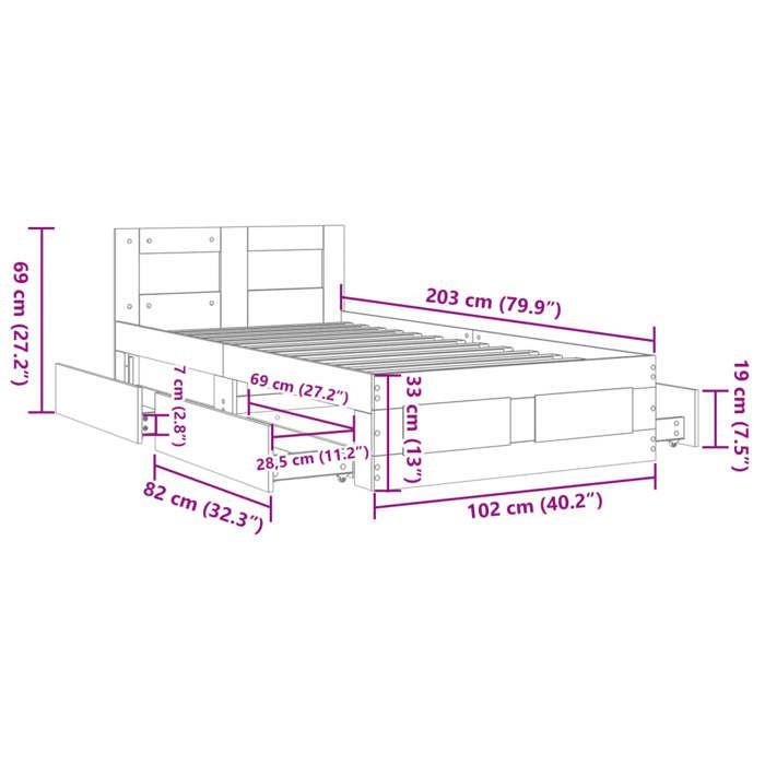 VidaXL Cadre de lit avec tête de lit chêne sonoma 100x200 cm, meuble de chambre à coucher, lit simple, sommier, lit, cadre 3295578