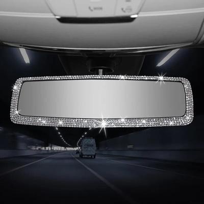 Auto-Innenrückspiegel-Dekor, Strass-Kristall-Diamant-Ornament, Rückspiegelabdeckung, glitzerndes Autozubehör für Frauen