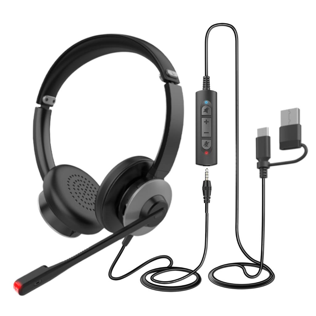 Best Selling USB On-Ear Wired Call Center Headset Private Mold External Microphone ENC Noise Canceling Telephone