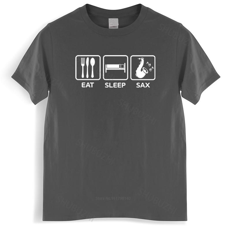 Mens T Shirt Eat Sleep Sax T Shirt for Men Jazz Music Saxophone Lover Tshirt Saxophonist T-Shirts Homme Black T-shirt