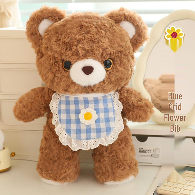 Adorable Zai Zai Bear Plush Toy - Cute Cartoon Teddy with Bib, Perfect Gift!