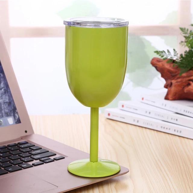 

Бокал для вина объемом 10 унций с герметичной крышкой, двойной стенкой, нержавеющая сталь, кружка для коктейлей с шампанским для рождественской вечеринки 10oz