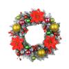 Christmas Wreath for Front Door Garland with Balls and Flowers Round Winter Wreath Xmas Decor for Office Home