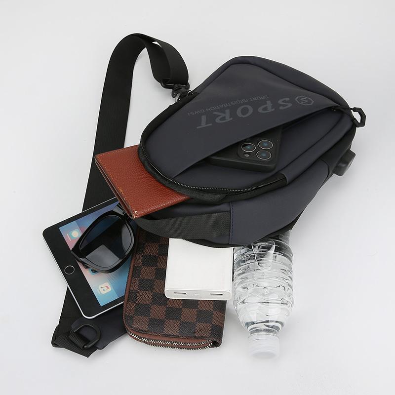 Men's Chest Bag Adjustable Strap Multi-Pocket Crossbody Sling for Cycling Commuting Sports Outdoor Travel Lightweight Pack
