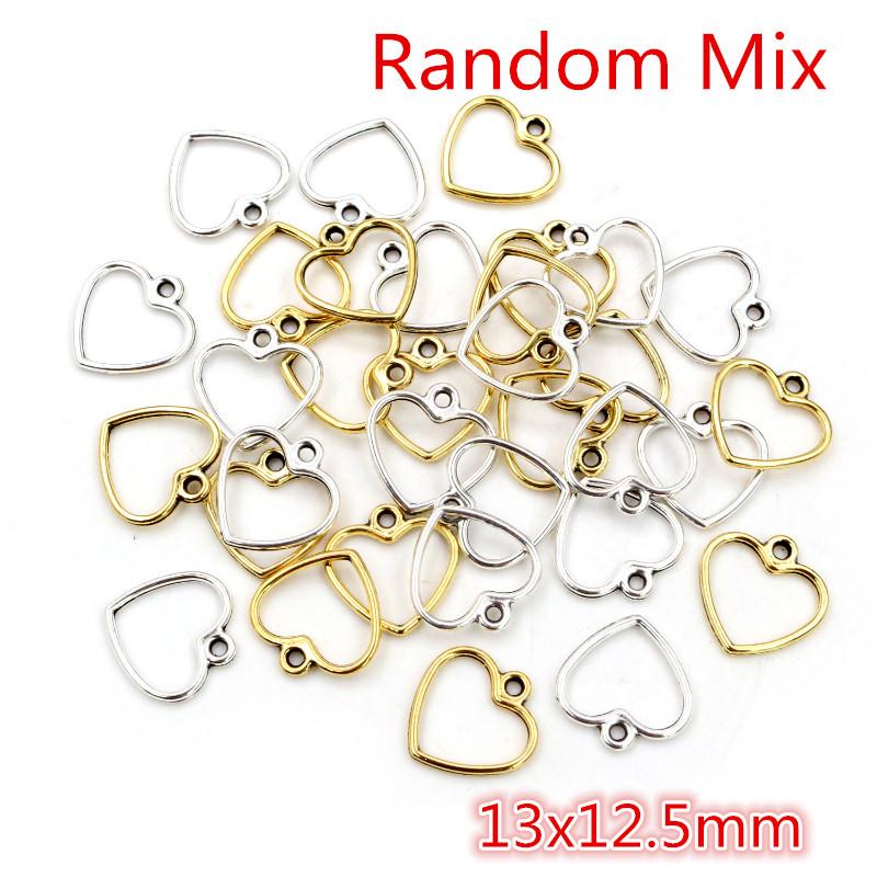 

100PCS Picture Color Hollow Hearts Charms Geometry Pendant Metal Alloy DIY Necklace Bracelet Earrings Marking