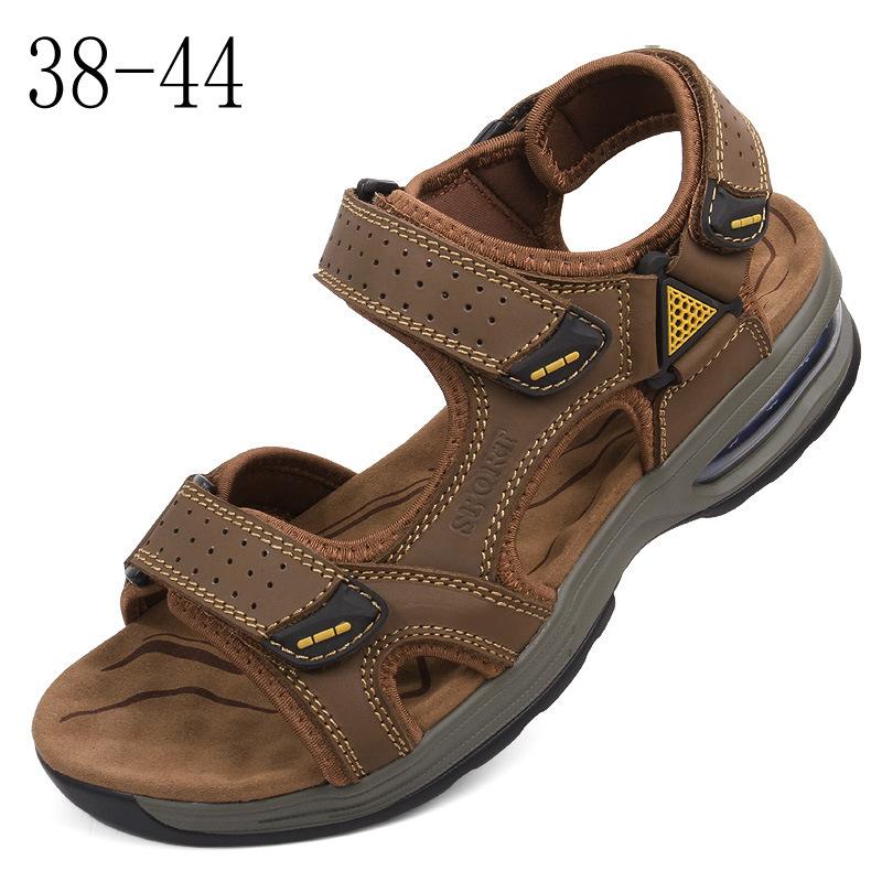 First Layer Cowhide Beach Shoes Breathable Open-toed Outdoor Wading Retro Casual Shoes Sandals Large Size Men's Shoes