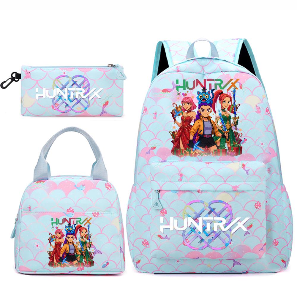 3Pcs/set Kpop Printed Backpack Handbag Pencil Case for Teenger Student Girl Boy Schoolbag Kid Bookbag Large Capacity Travel Bag Christmas Gift