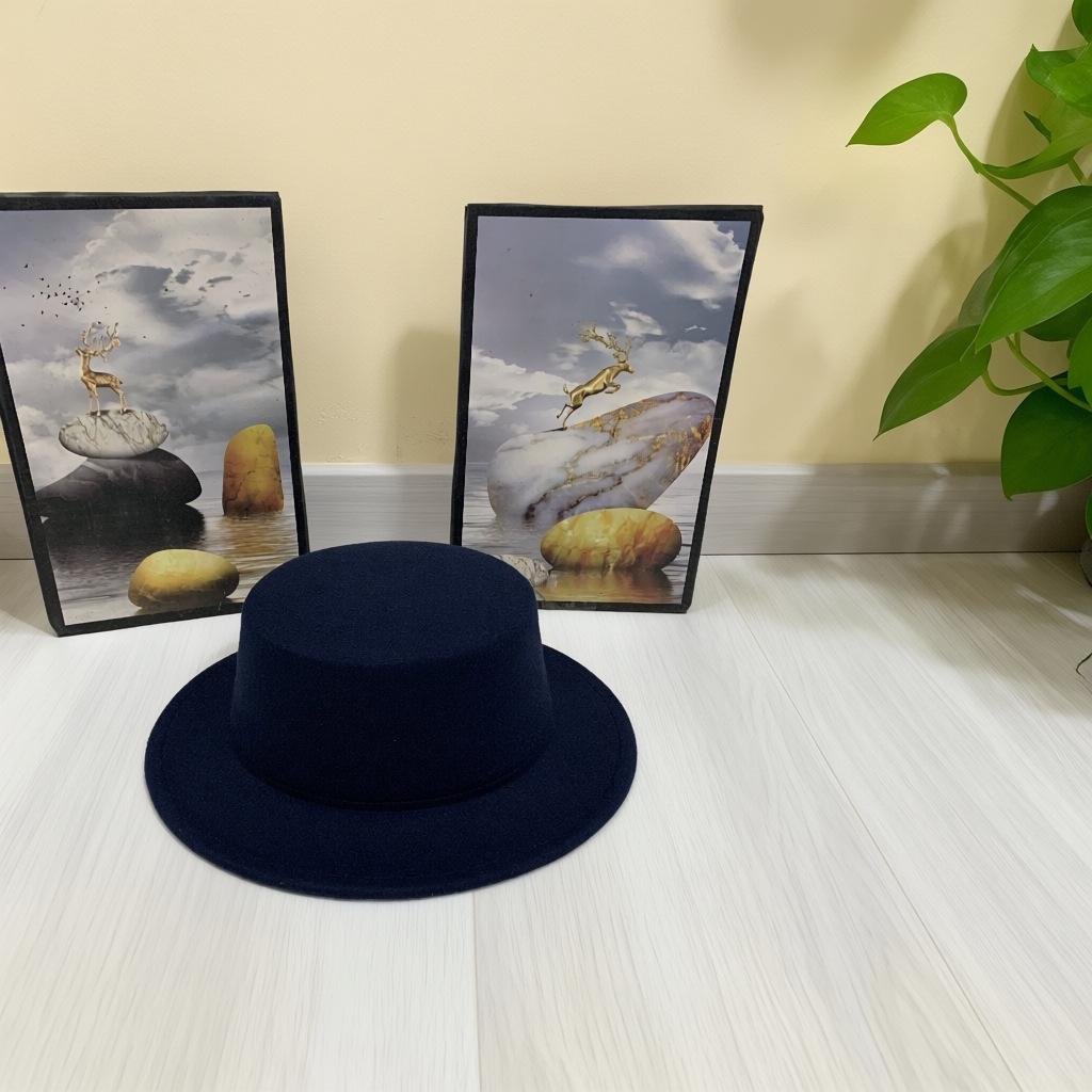 Vintage British Flat-brimmed Hat Flat-topped Top Hat Couple Gentleman and Gentleman Jazz Autumn and Winter