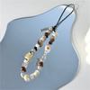 Korean Cute Bear Stone Beaded Phone Chain For iPhone Bracelet Strap Lanyard  Pendant Jewelry Women Girls Charm Hanging Rope Cord