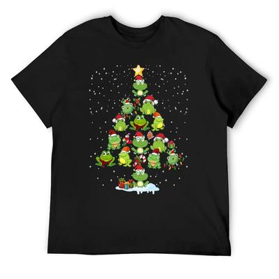 Cute-Frog-Christmas-Tree-Gift-Decor-Xmas-Tree T-Shirt Funny Shirt Cotton Personalized T-shirt Oversized T Shirt Men
