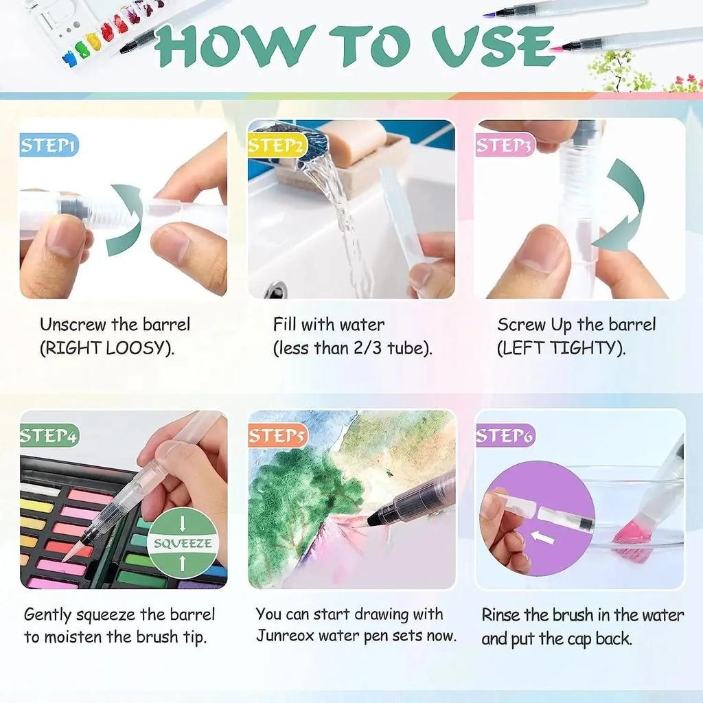 7pcs Watercolor Brush Pens Refillable Watercolor Brush Pens Water Paint Brushes For Watercolor Painting