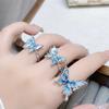 Small Fresh And High-Value Butterfly Ice Blue Enamel Open Ring Niche Light Luxury High-End Temperament Stacked Ring Woman