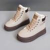 RD7342 New Winter Cotton Shoes Women's Shoes Thick Sole Color Matching Warm Velvet High Top Heightening Simple Student