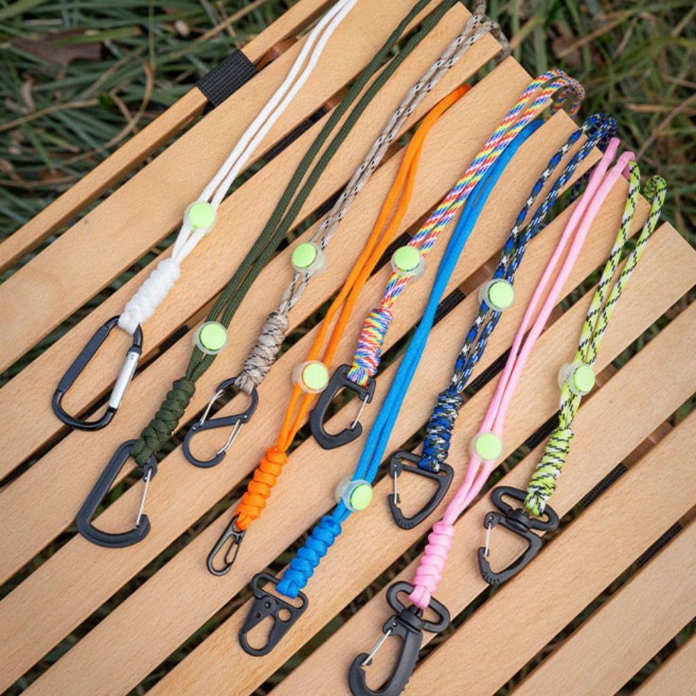 2pcs Random Color Umbrella Rope Hook 7-Core Key Ring Carabiners Outdoor Camping Sports Accessories
