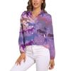 Camicia Colorata con Cavalli a Manica Lunga Camicie da Donna Cavalli Segreti Corse Camicie Vintage Top da Strada Femminili Primavera Estate