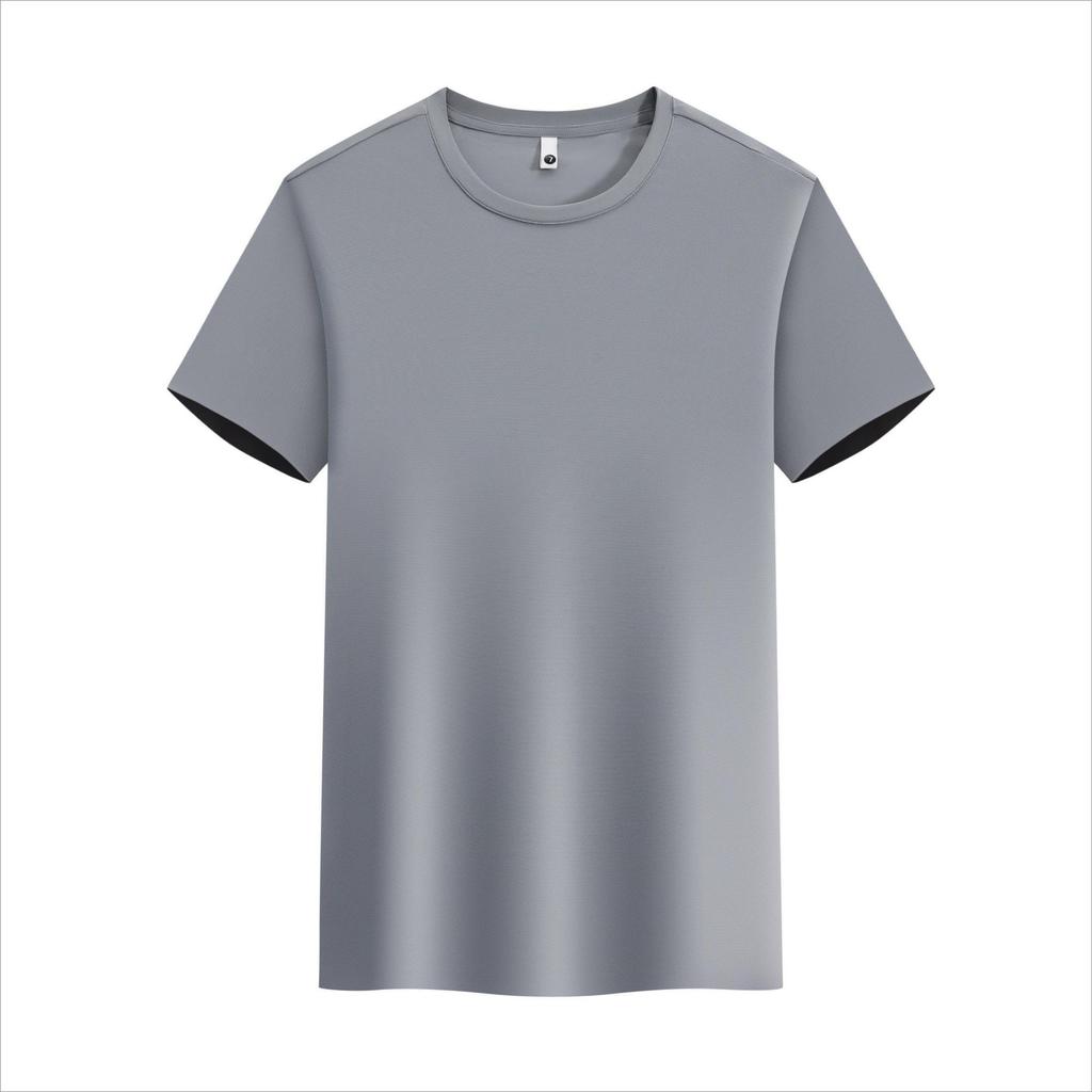 Nylon Ice Silk Short-sleeved T-shirt Antibacterial Fashion Round Neck Seamless Taped Work Clothes T-shirt